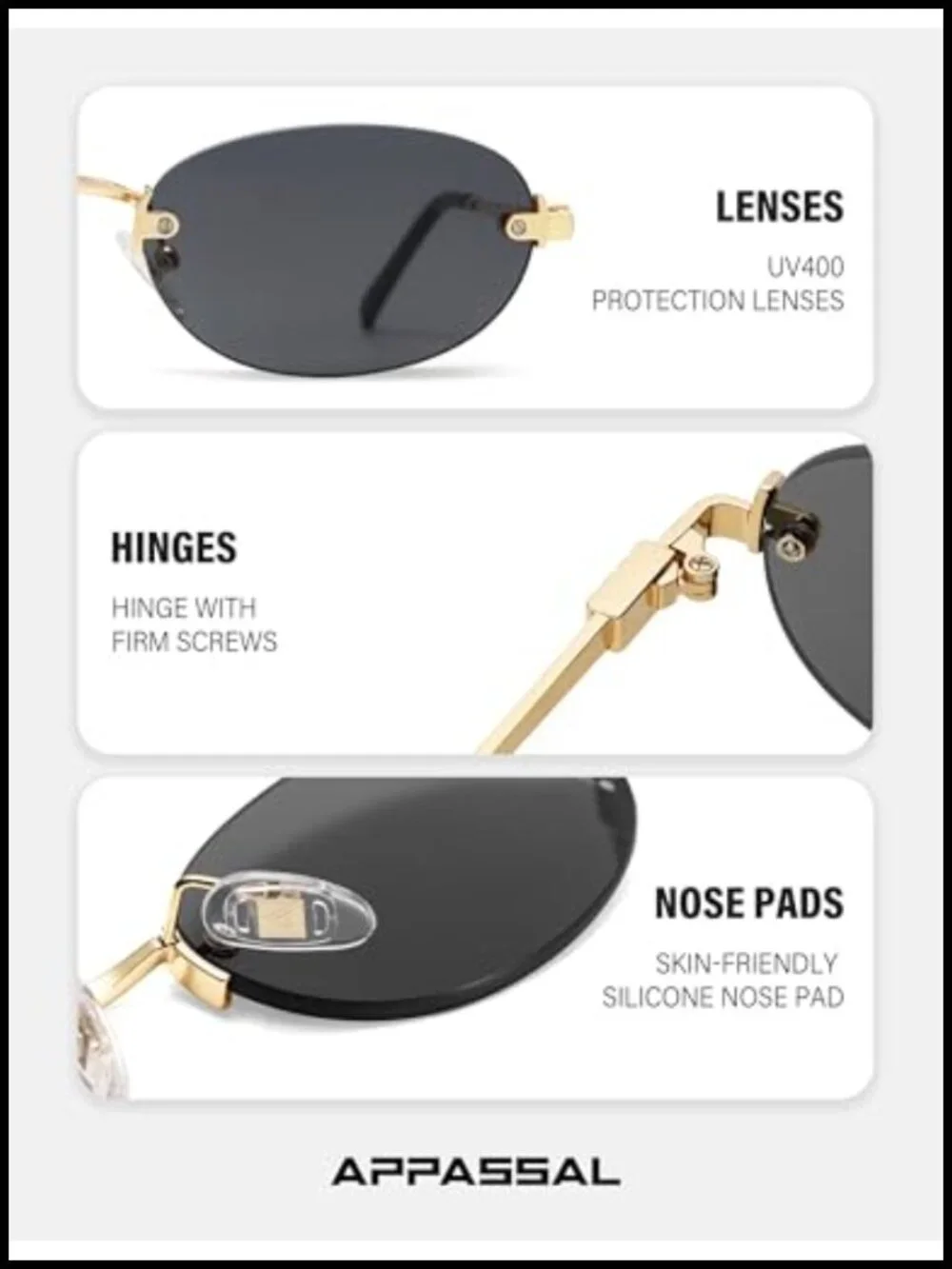 Retro Small Oval Sunglasses - Rimless Y2K Designer Vintage Shades